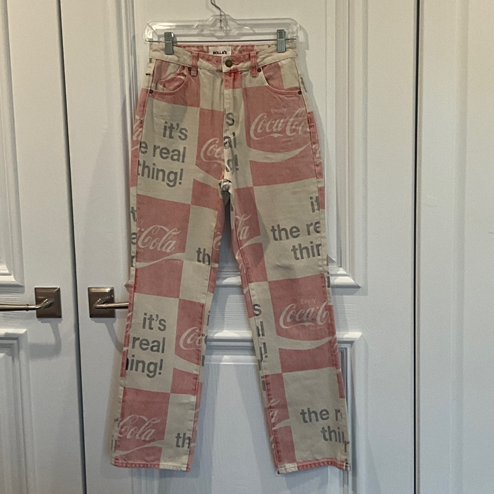 ROLLA'S Red and Cream Graphic Jeans